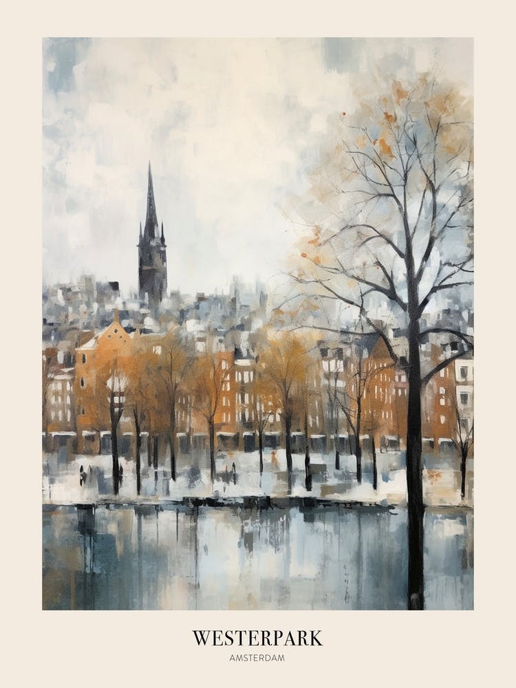 Winter City Park Poster Westerpark Amsterdam Netherlands 1