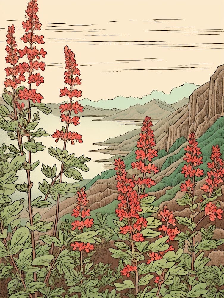 Hagi Bush Clover 1 Japanese Botanical Illustration