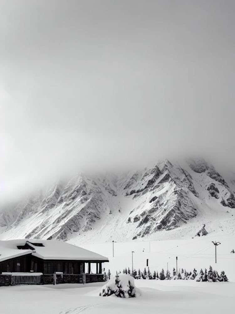 Portillo, Chile Black And White Skiing Poster