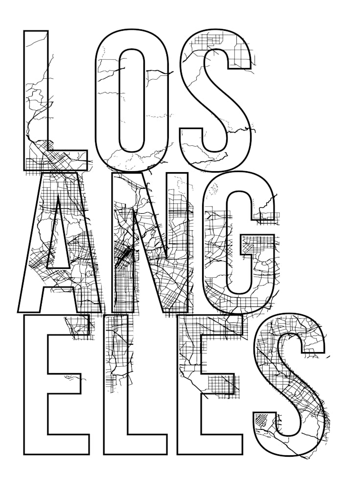 Los Angeles Street Map Typography