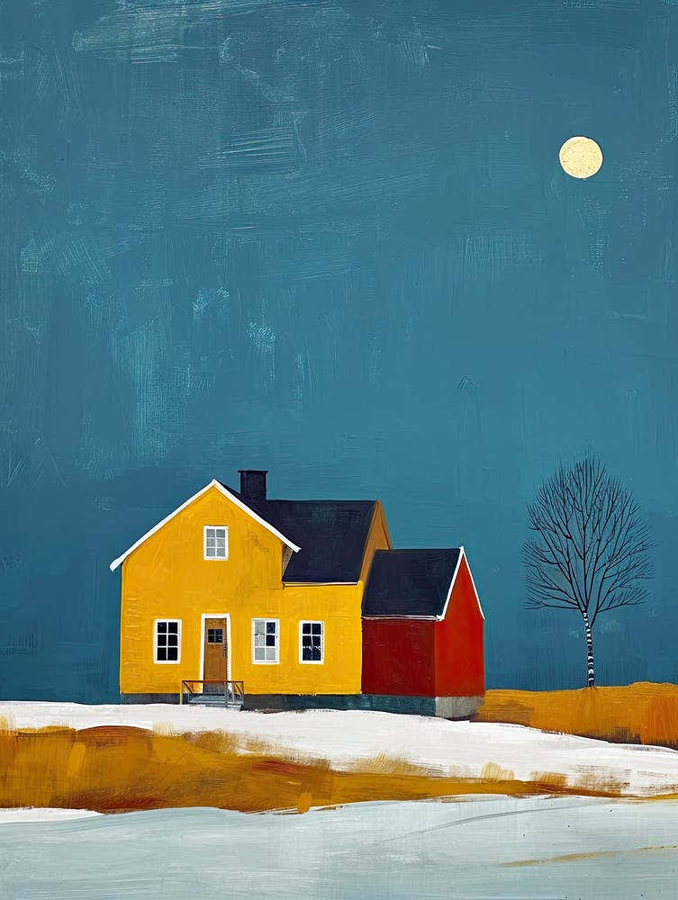 House In The Snow Night, Sweden