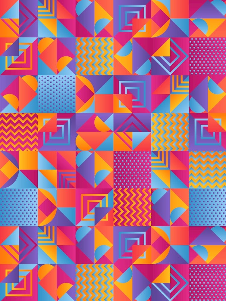 Geometric Pattern - Bauhaus Azulejo geometric pattern, mosaic #8