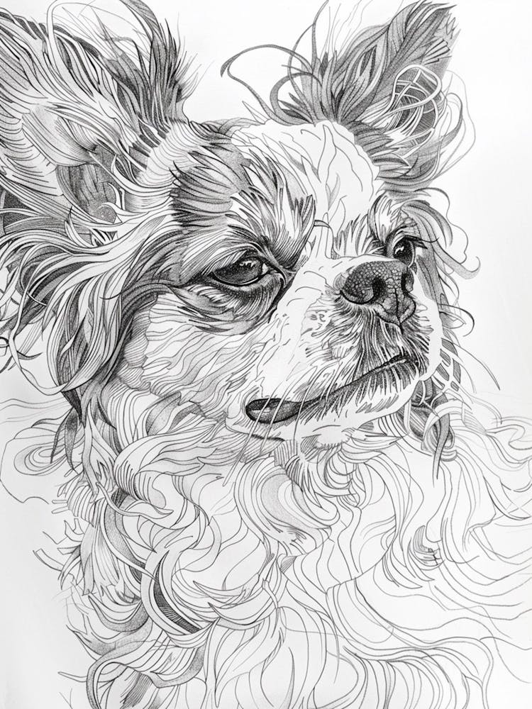 Japanese Chin Line Sketch 2