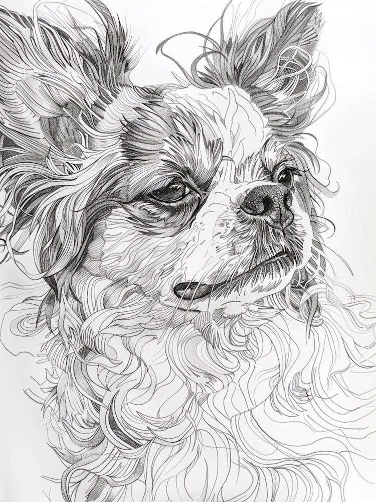 Japanese Chin Line Sketch 2