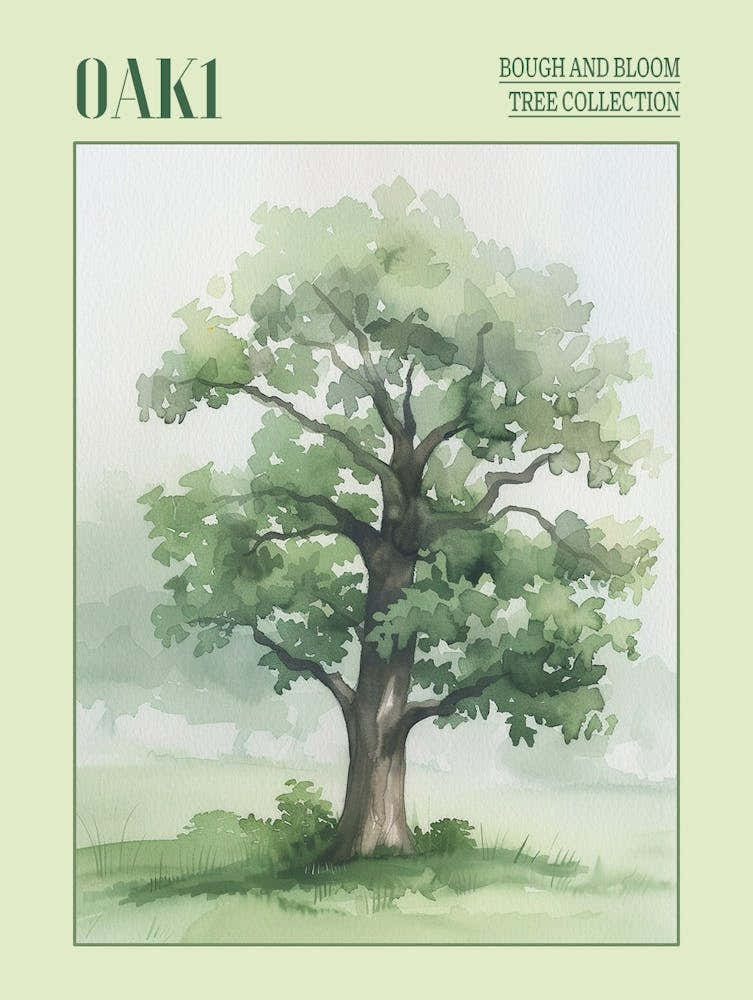 Oak Tree Atmospheric Watercolour Painting 11 Poster