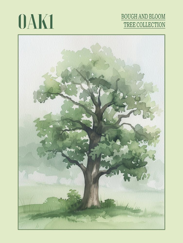 Oak Tree Atmospheric Watercolour Painting 11 Poster