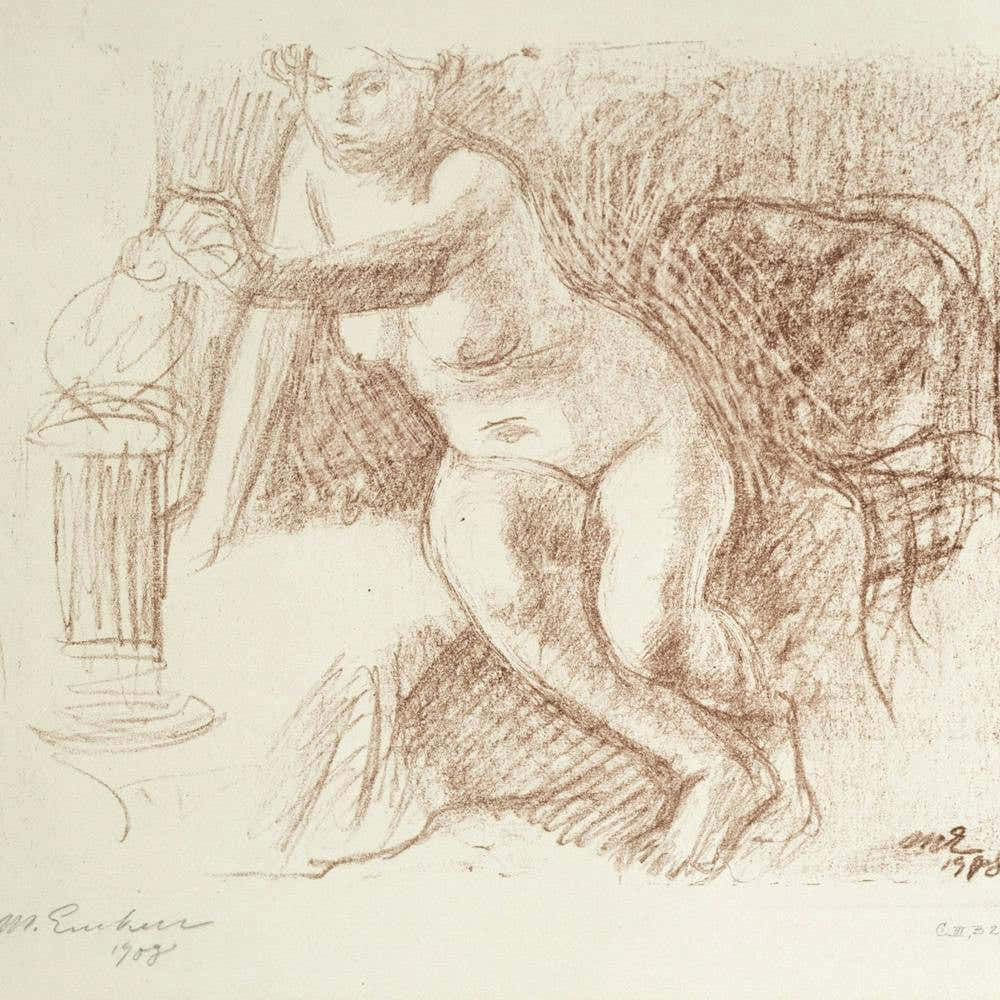 Seated Female Nude Leaning Forward, 1908 By Magnus Enckell