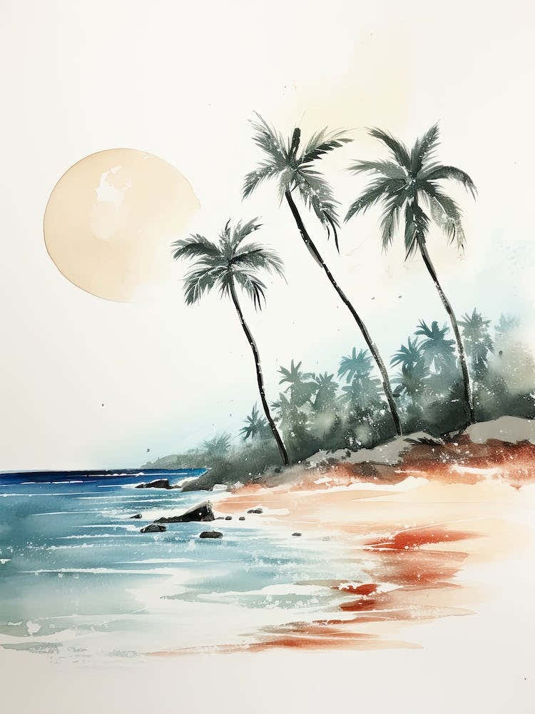 Watercolour Of Praia Dos Carneiros   Pernambuco Brazil 0