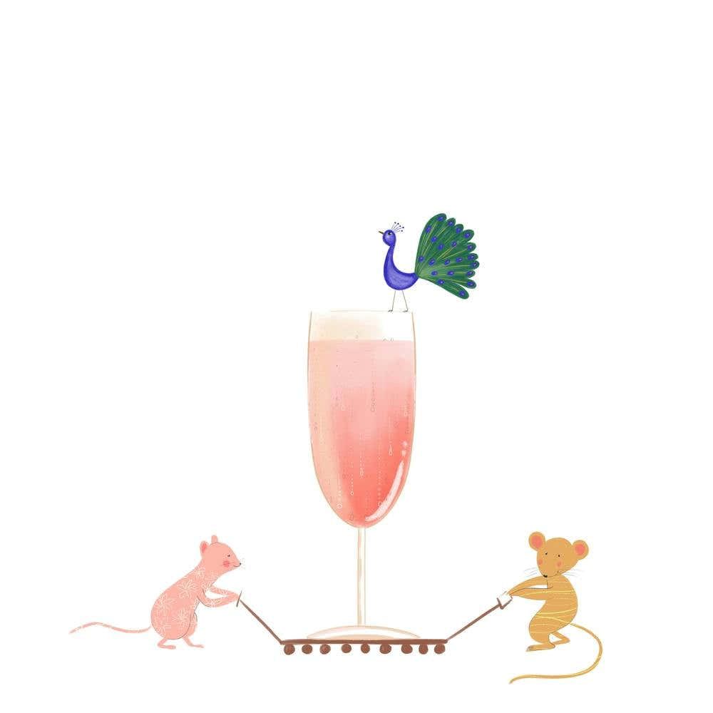 Champagne, Mice And Peacock Party Square