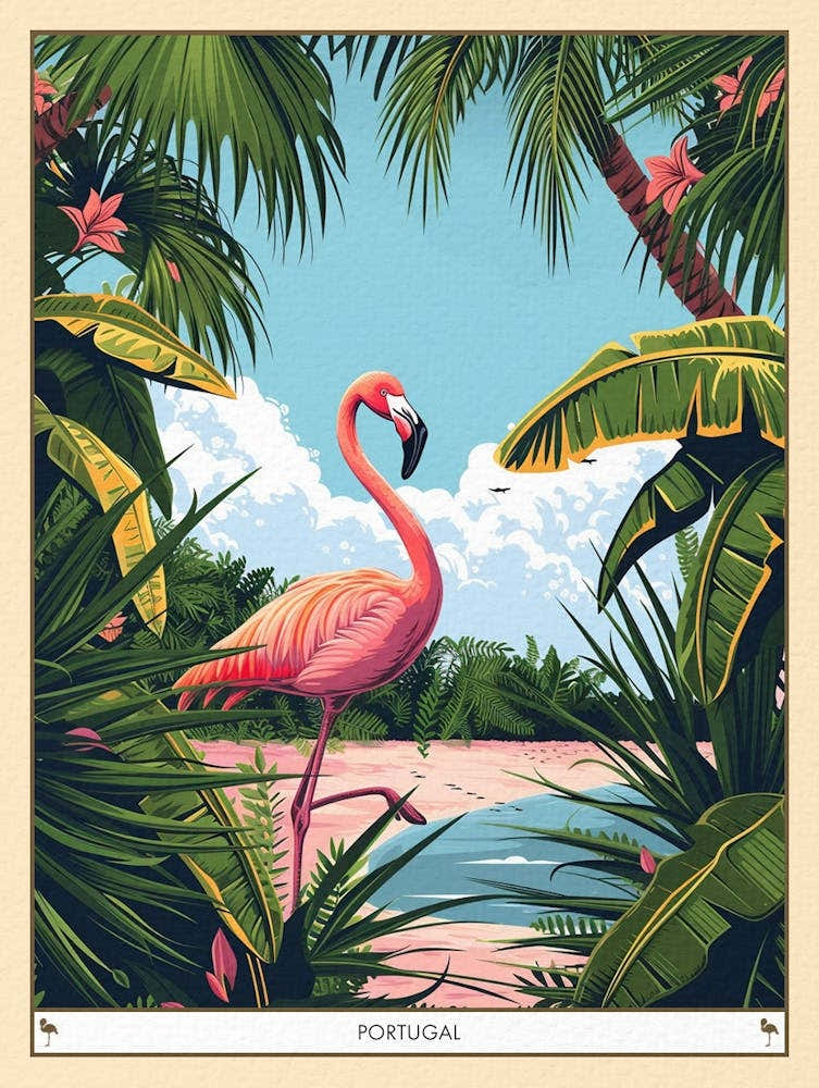 Greater Flamingo Portugal Tropical Illustration 1 Poster