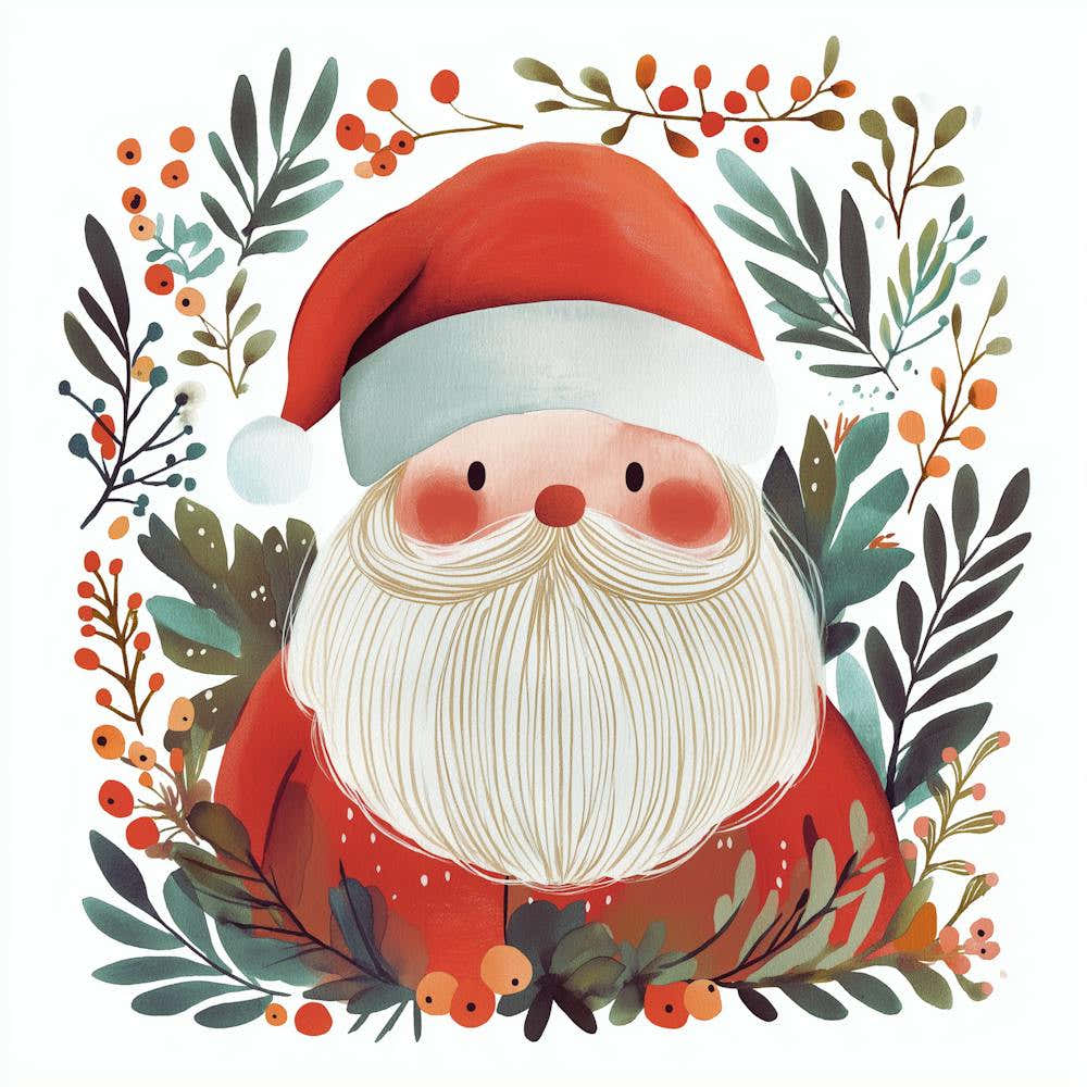 Scandinavian Watercolor Santa ? Cozy Christmas