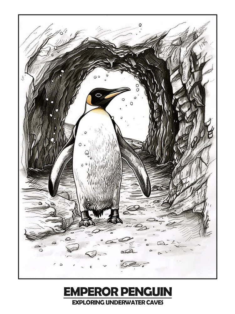 Penguin Exploring Underwater Caves Poster 2