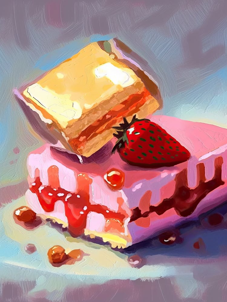 Strawberry Cake Oil Painting 3