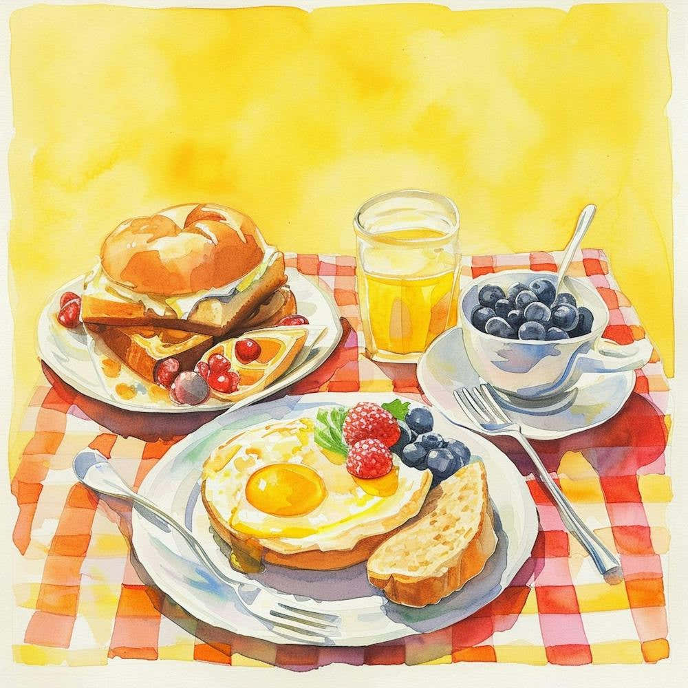 Coffee & Breakfast Yellow Checkerboard 4