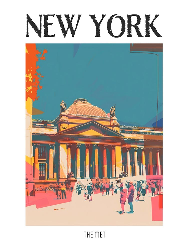 The Met New York Colourful Silkscreen Illustration 4 Poster