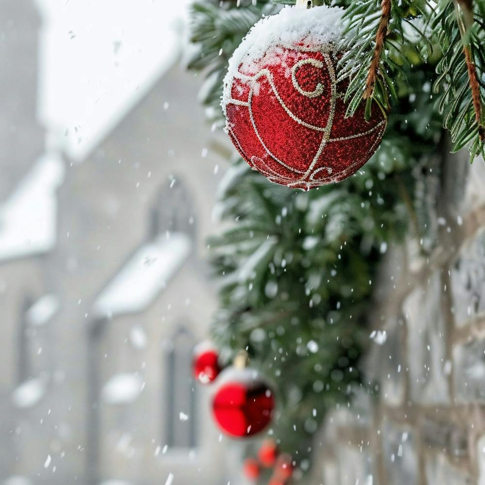 Christmas Decorations In The Snow