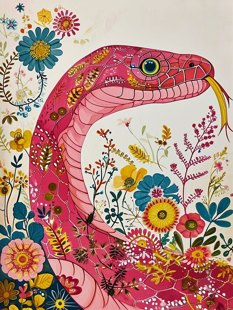 Floral Animal Painting Snake 2