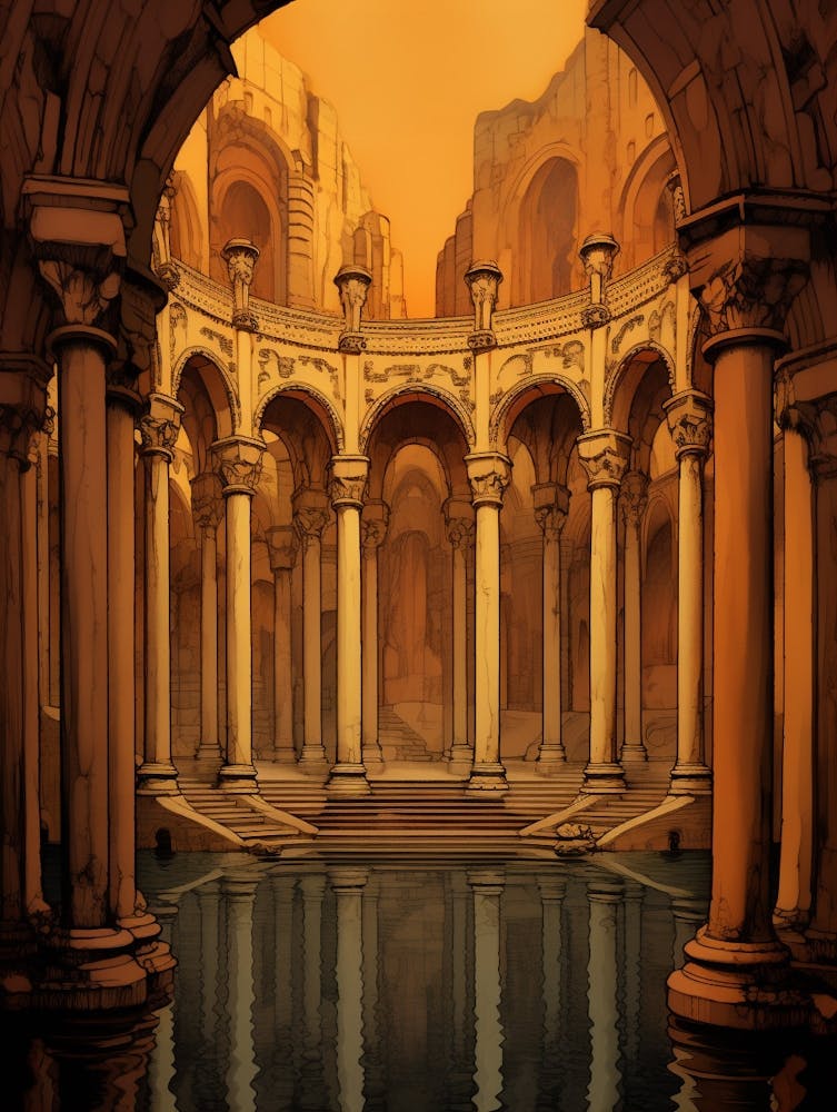 Basilica Cistern Yerebatan Sarnc Modern Pixel Art 4