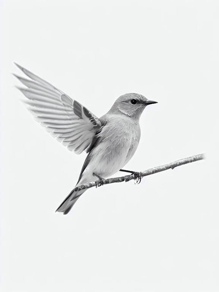 Eastern Bluebird B&W Pencil Drawing 1 Bird