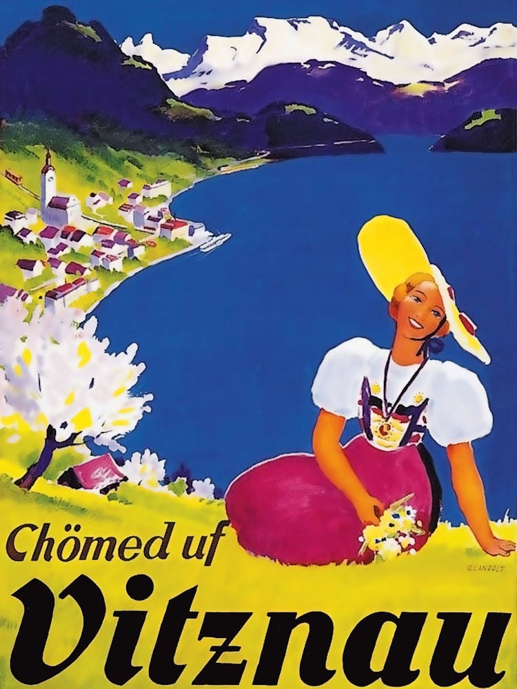 Vitznau, Lucerne, Switzerland, Travel Poster
