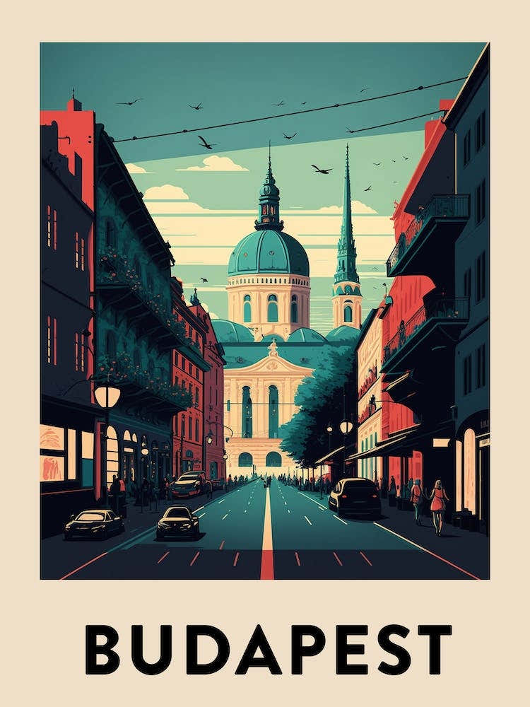 Budapest 2 Vintage Travel Poster