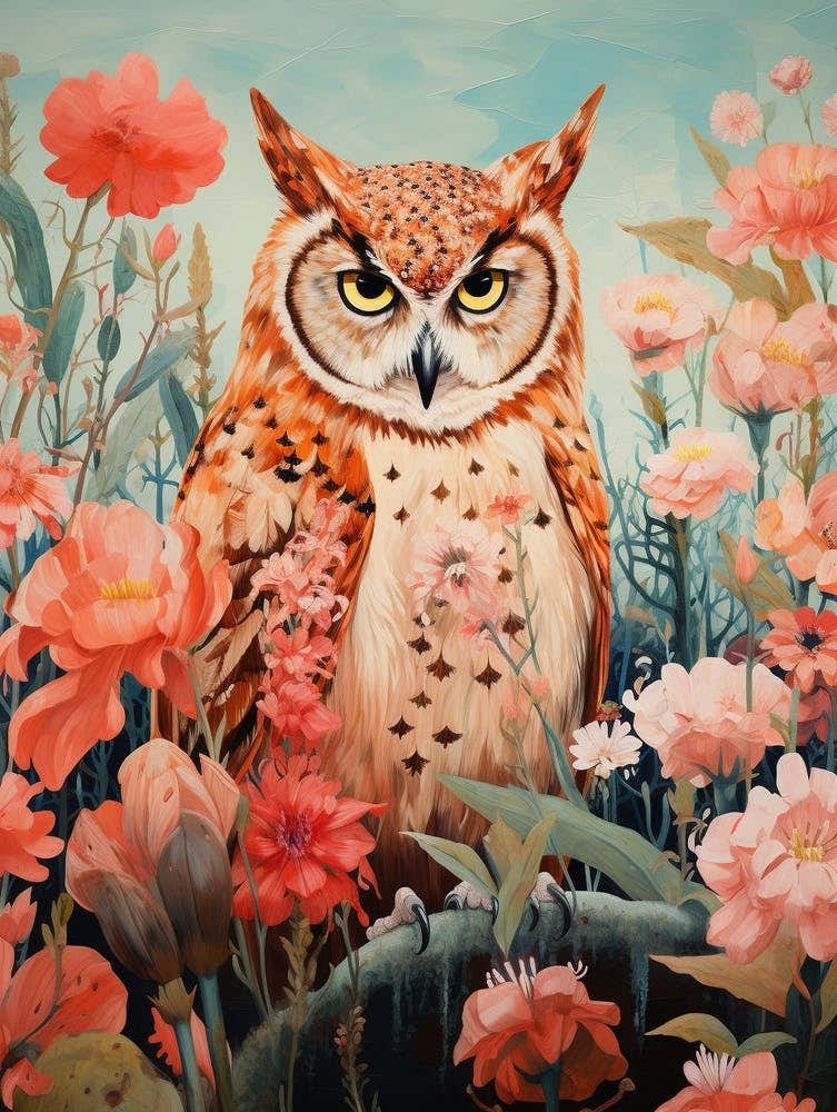 Eastern Screech Owl 1 Detailed Bird Painting