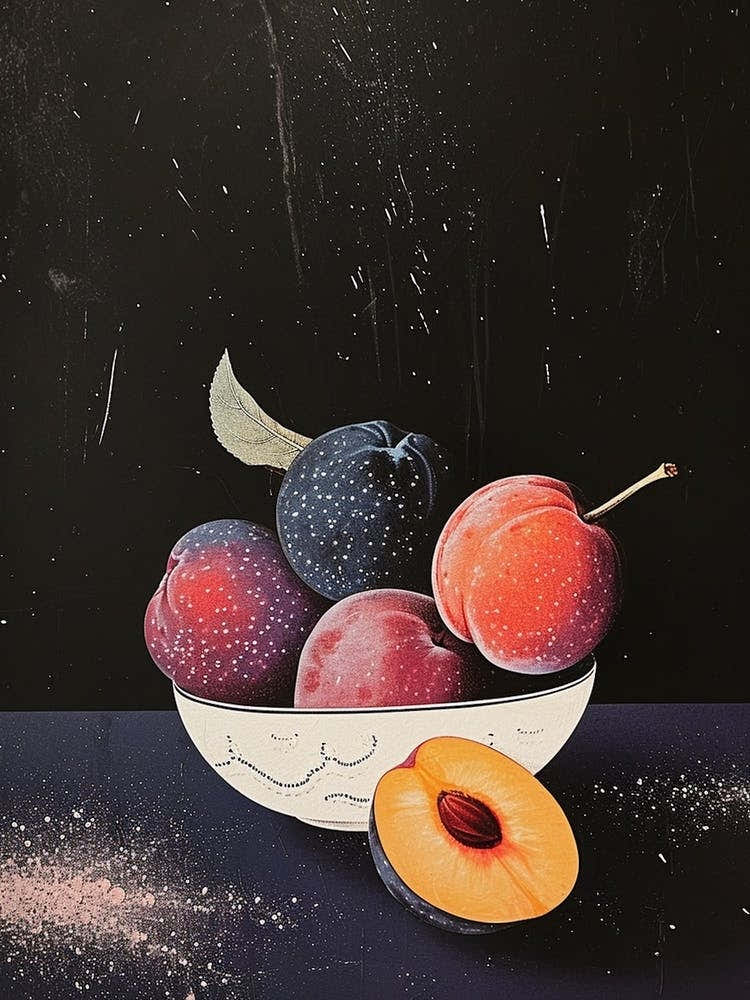 Art Deco Plums In A Bowl