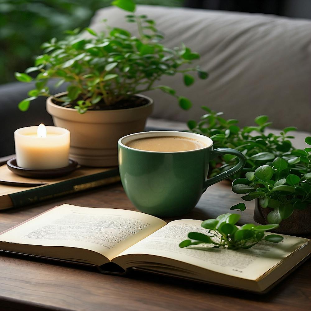 Book And Plants On A Table