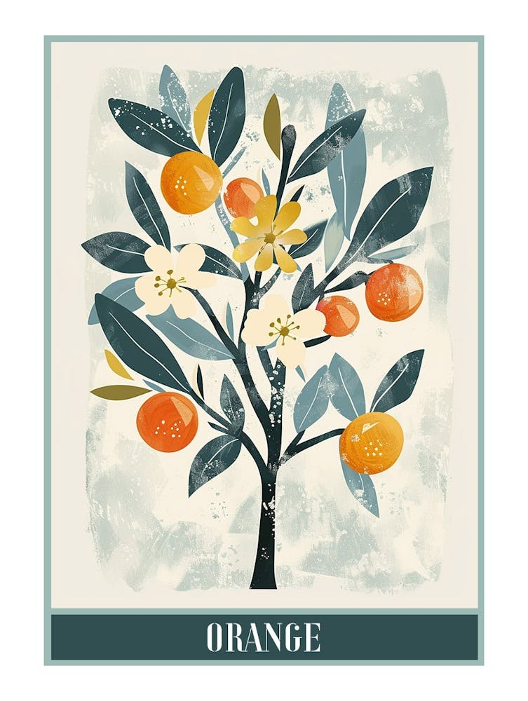 Orange Tree Flat Illustration 3 Poster