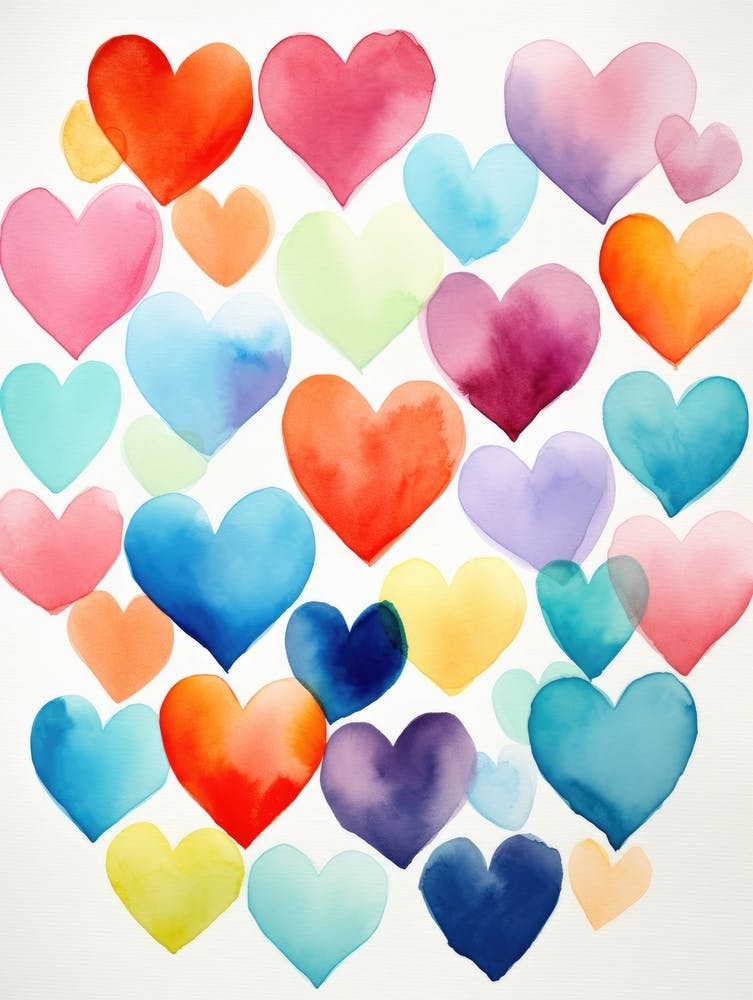 Watercolor Hearts 6