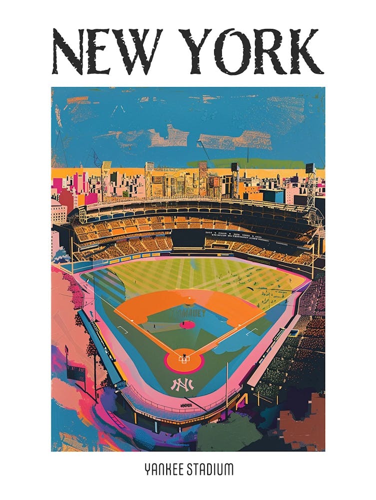 Yankee Stadium New York Colourful Silkscreen Illustration 3 Poster
