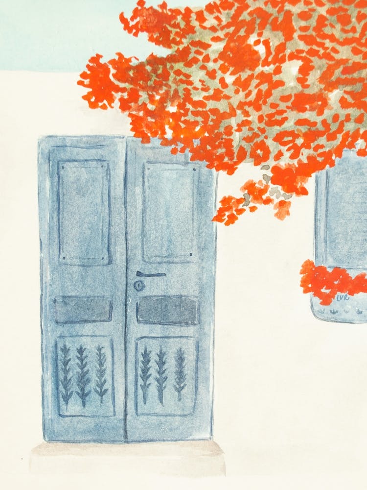 Door With Bougainvilleas