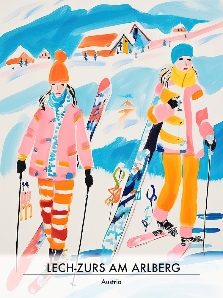 Lech Zurs Am Arlberg   Austria, Ski Resort Poster Illustration 2