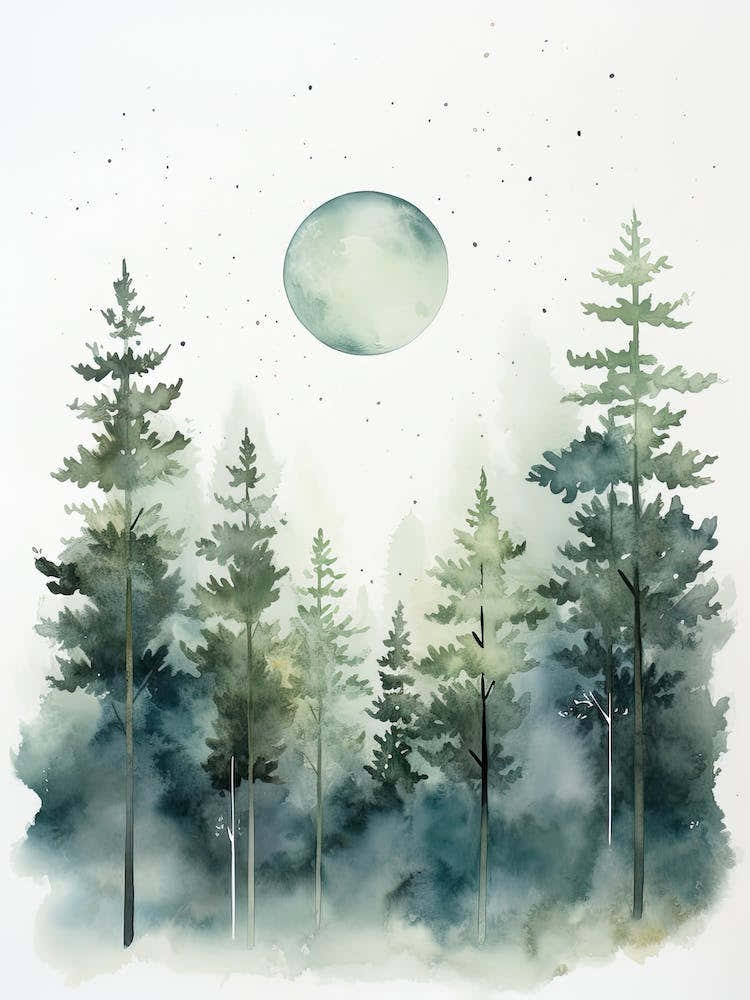 Watercolour Of Tarkine Rainforest   Tasmania Australia 1