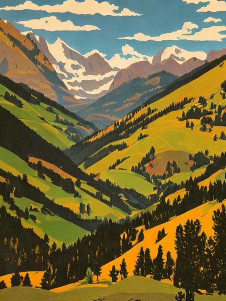 Pyrénées National Park France Vintage Poster