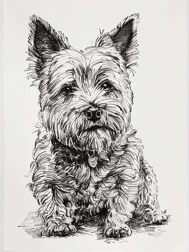 Terrier Dog Line Sketch 4