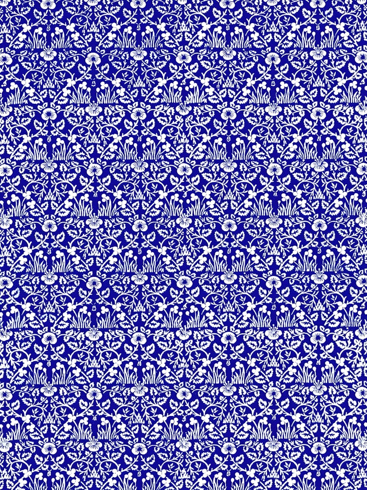 Blue And White Damask