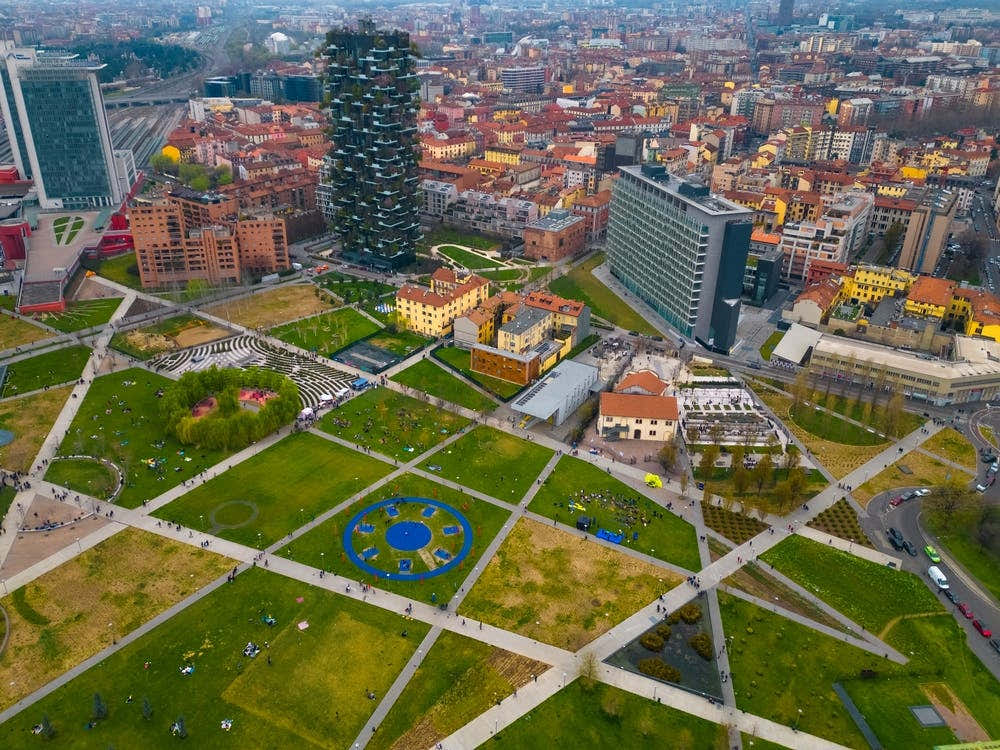Bosco Verticale Print Aerial View. Aerial Photography.