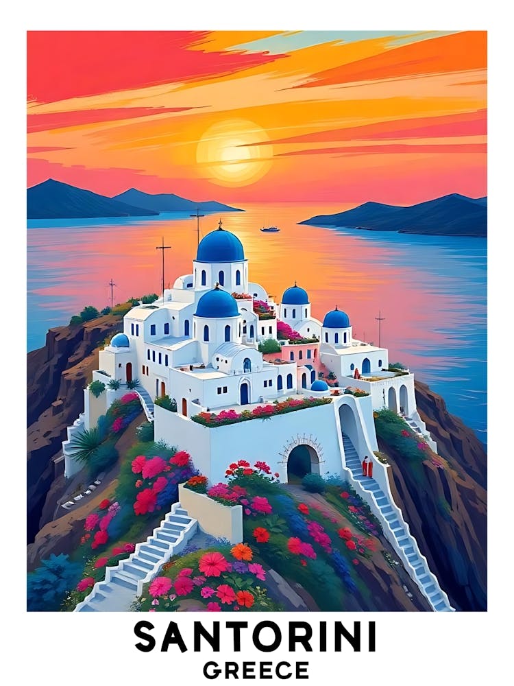 Santorini - Greece Vintage Travel Poster 37