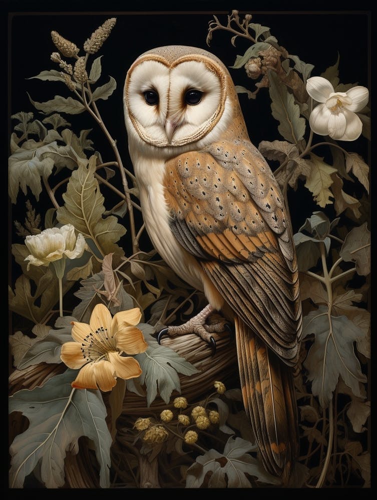 Dark And Moody Botanical Barn Owl 2