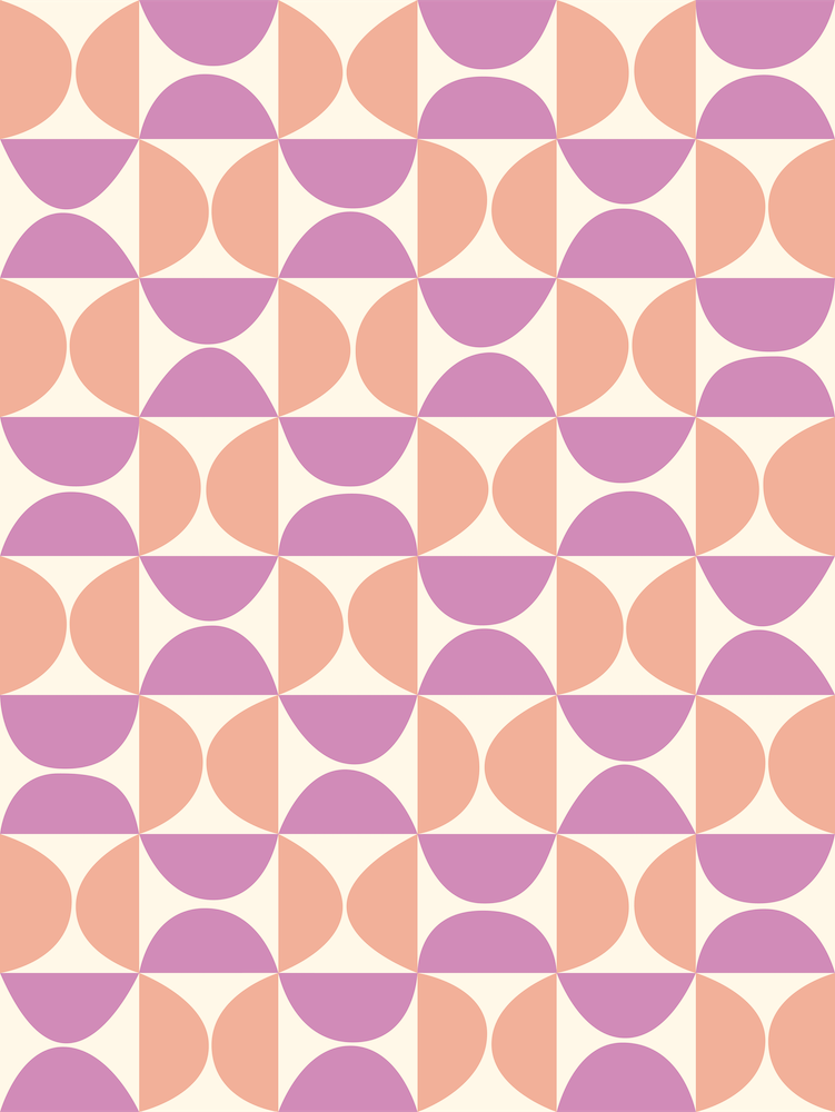 Mid-Century Geometric Pattern in Pink and Purple