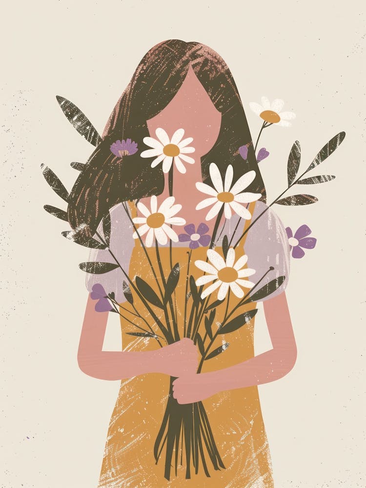 Spring Girl With Purple Flowers 6