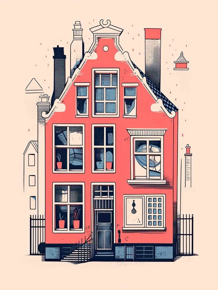 A House In Amsterdam, Abstract Risograph Style 4