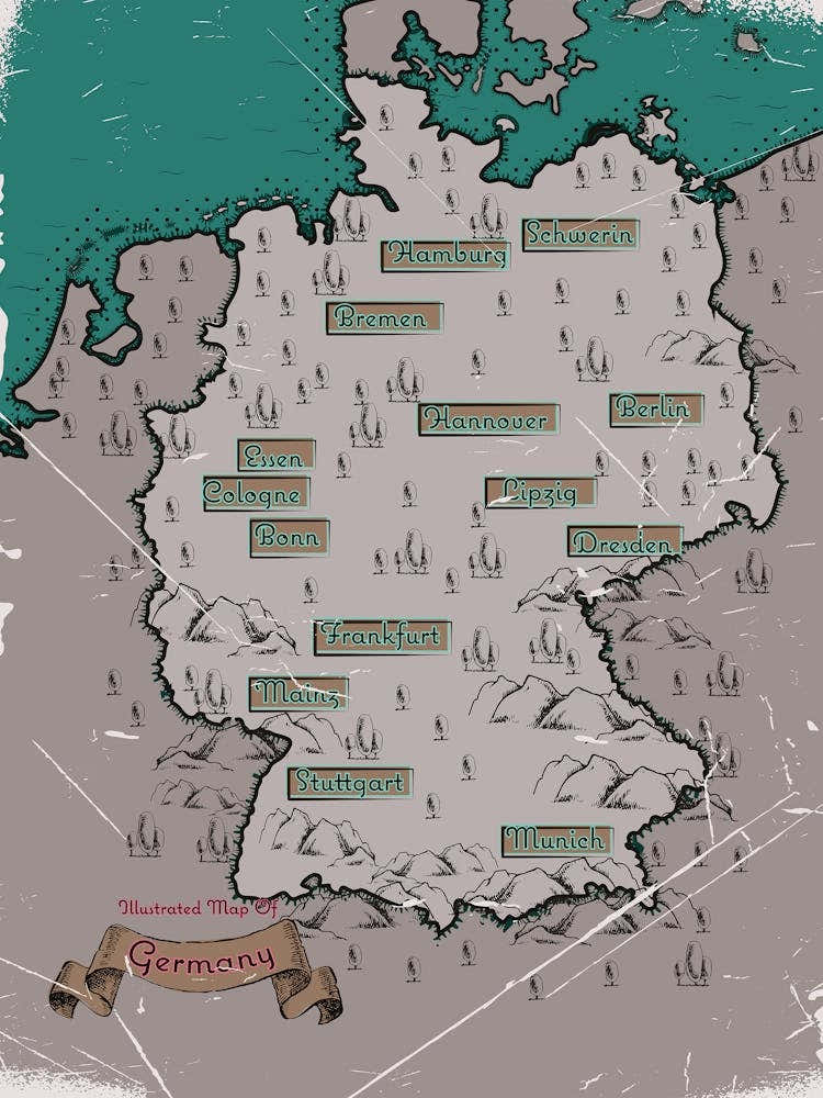 Vintage Map Of Germany