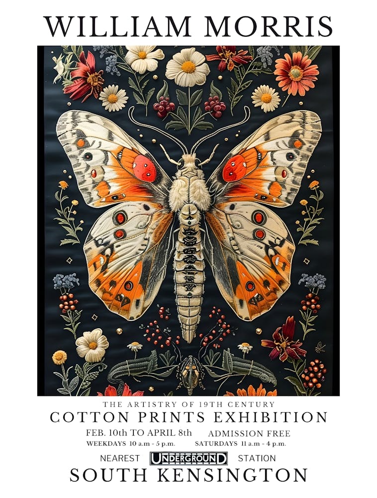 William Morris - Cotton Prints Exhibition butterfly 2