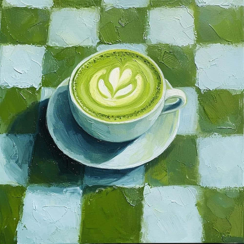 Matcha Latte Checkerboard Background 4