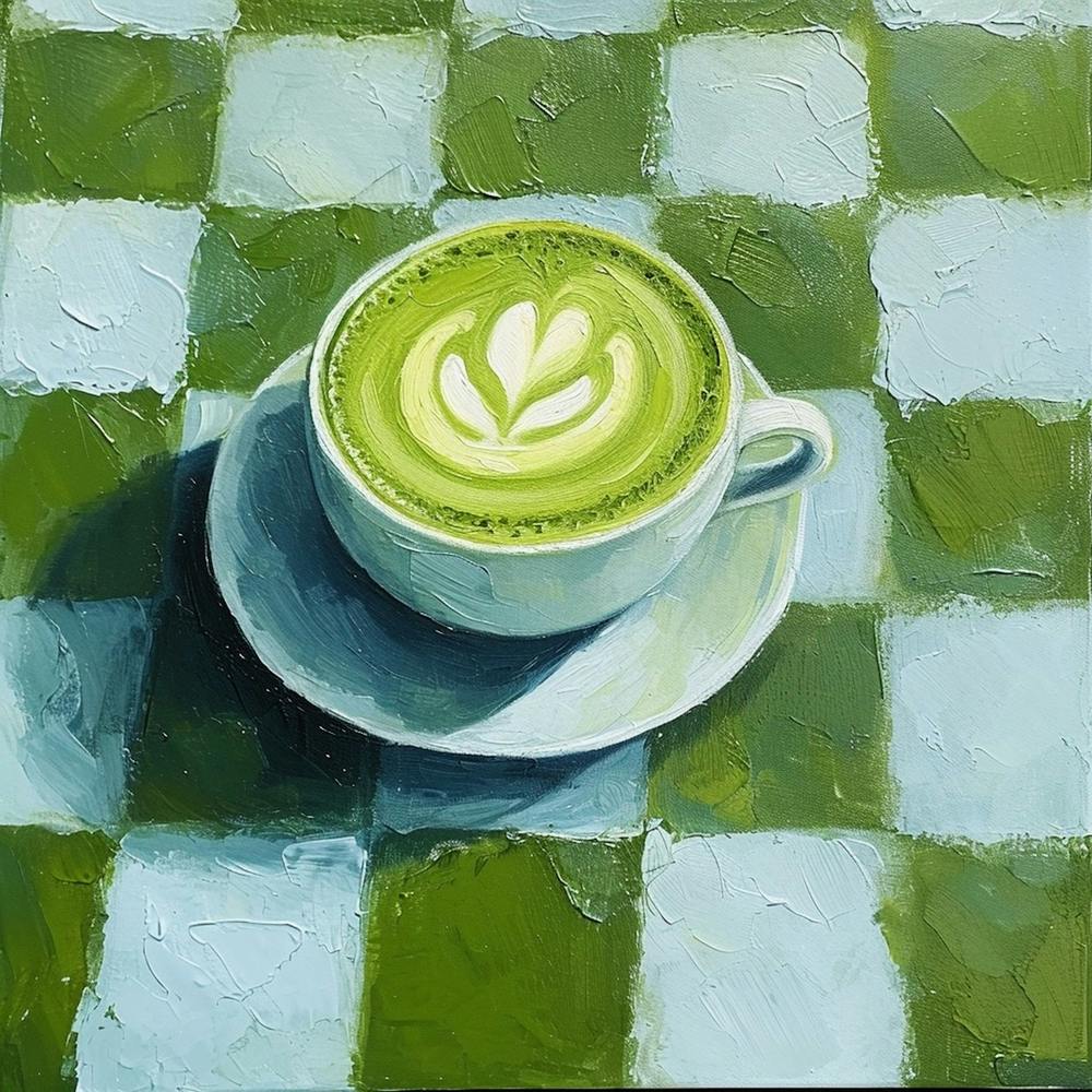 Matcha Latte Checkerboard Background 4