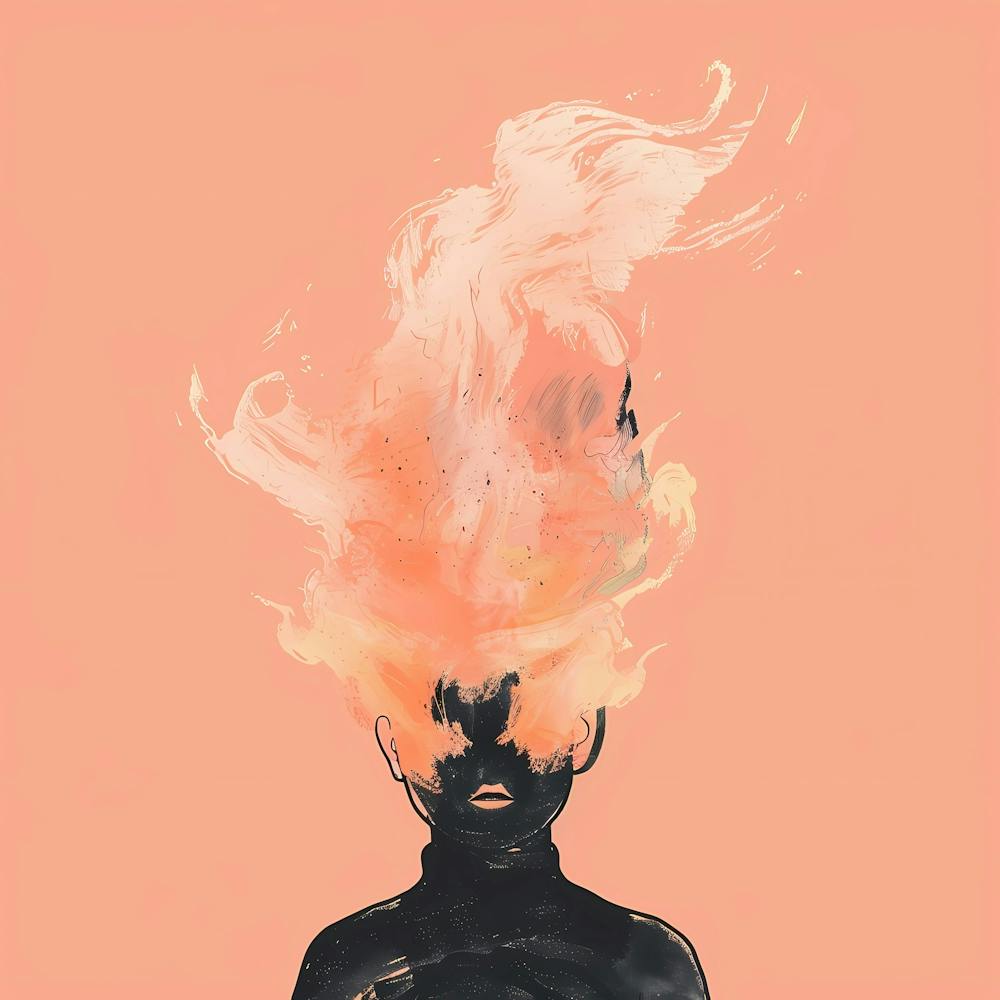 Depression Stress Burn-Out Hand Drawn Pastel Minimalist Illustration 3