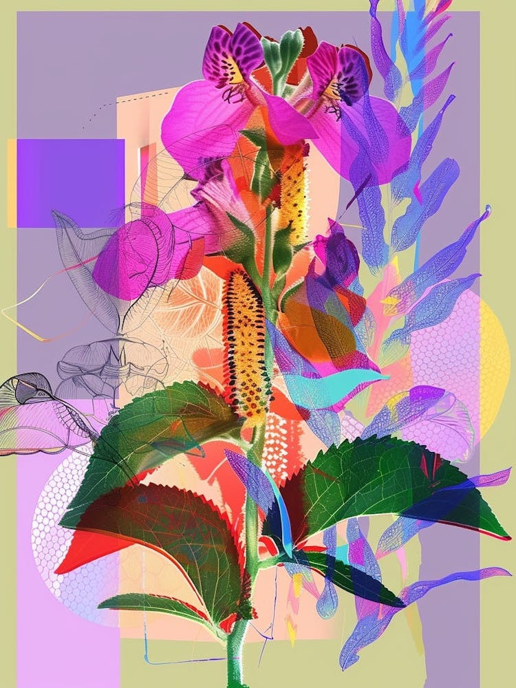 Aconitum 3 Neon Flower Collage