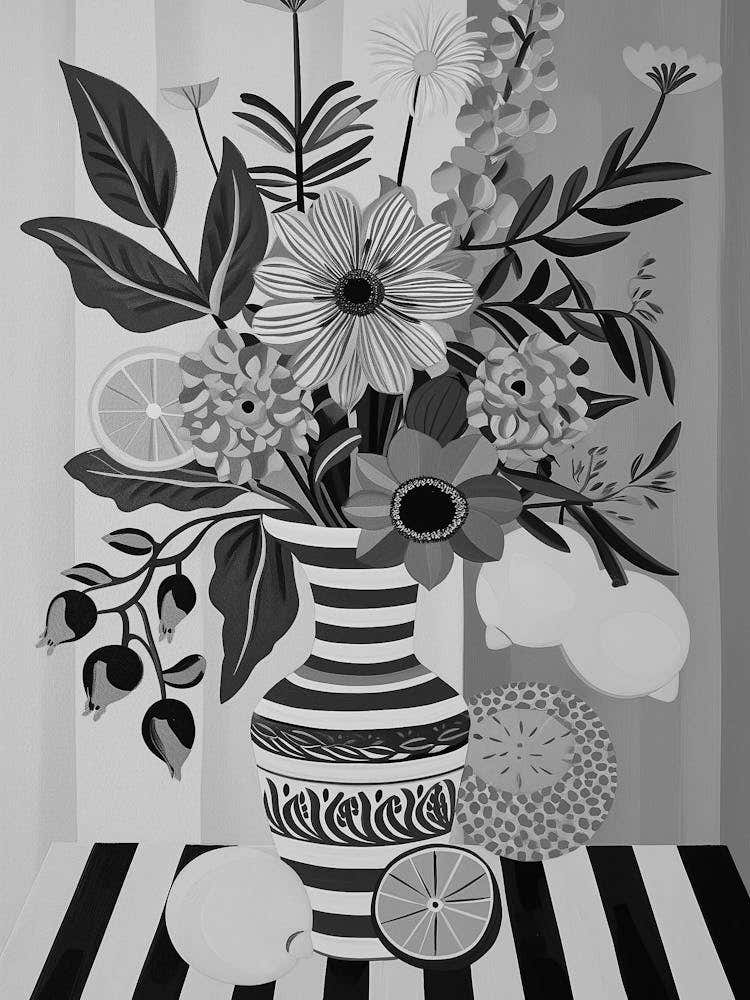Black And White Floral Arrangement